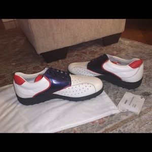 La Belleggia White/Black/Red Luxury Golf Shoes